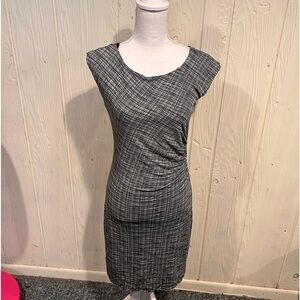 LOCT BLACK and WHITE and Grey Dress with ruching cap sleeves size small